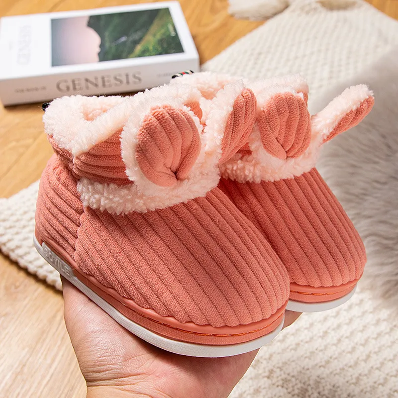 Children's Bag Heel Plus Plush Thick Warm Cotton Shoes - Pink
