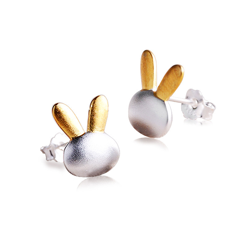 Fashion Women 925 Sterling Silver Plain Cute Animal Rabbit Earring