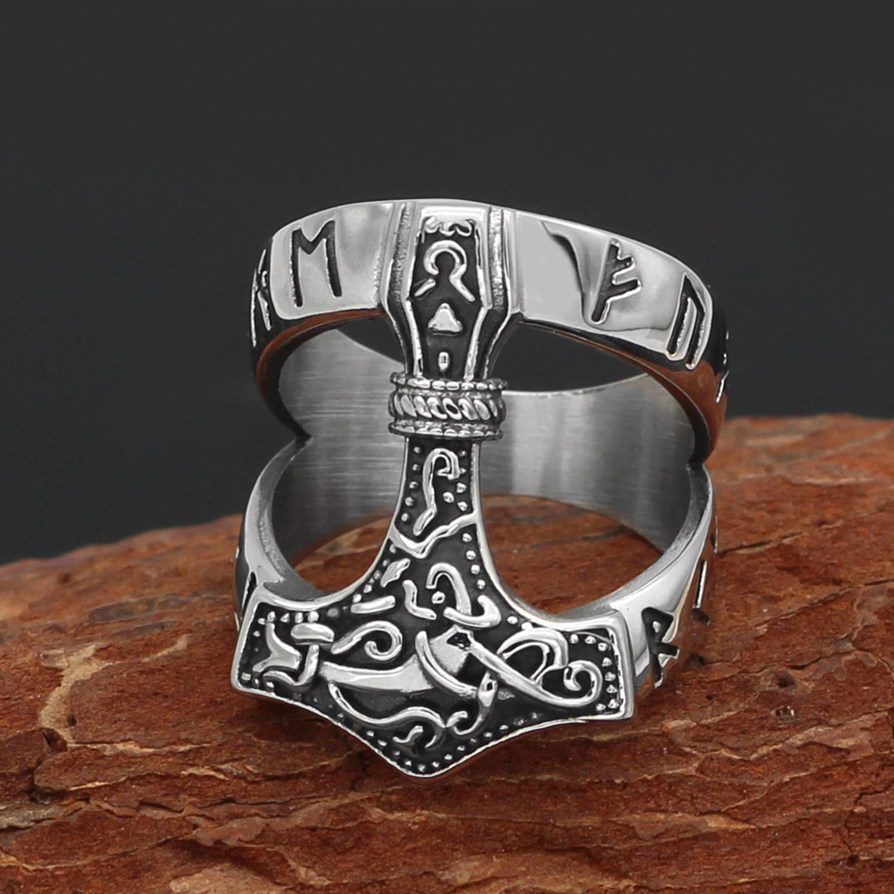 AliExpress Hot Style Viking Hammer Stainless Steel Ring Men