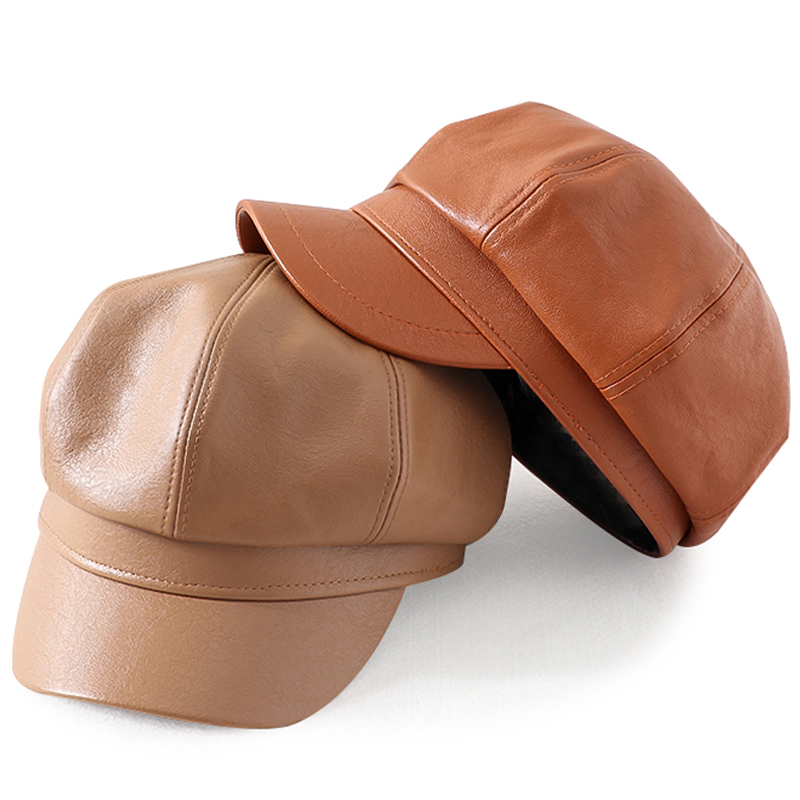 British Retro PU Leather Ladies Beret