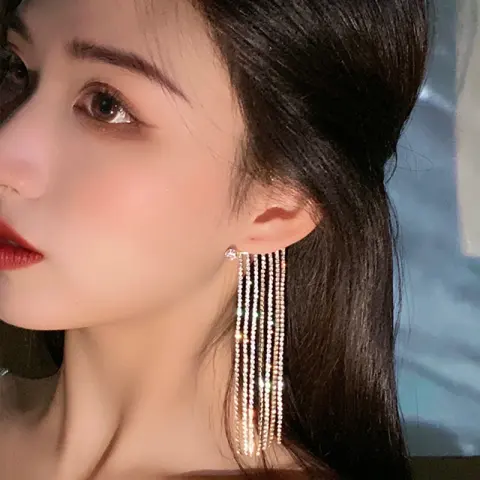 Fashionable and Simple Long Tassel Earrings