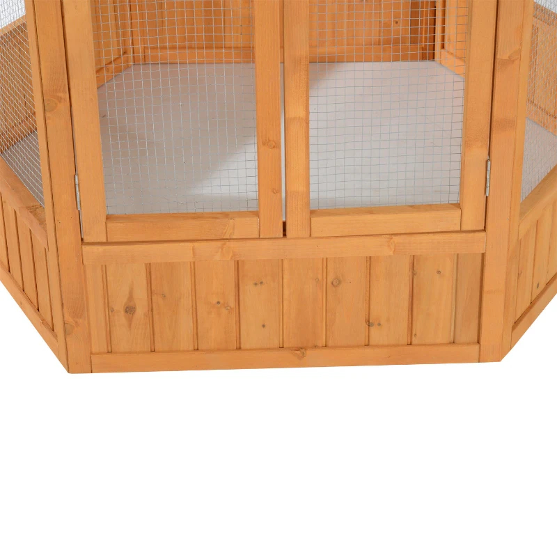 PawHut 69 Wooden Hexagonal Outdoor Aviary Flight Bird Cage With Covered Roof... 8