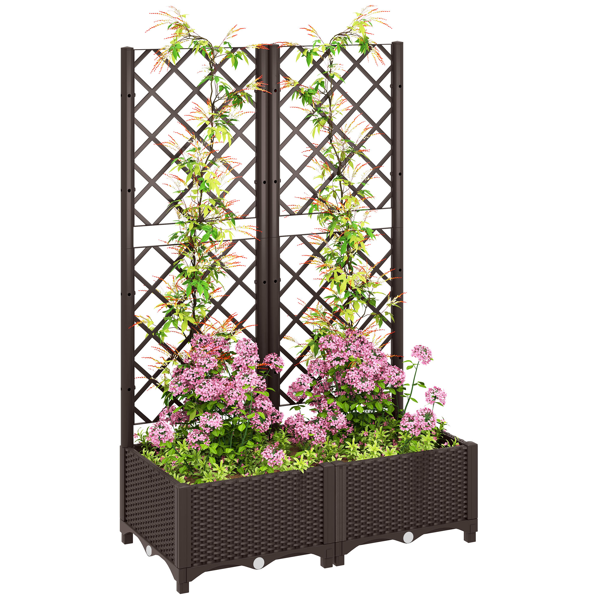 Elevated Garden Bed With Flower Rack, Plastic Planting Box, Equipped Drainage — image 10