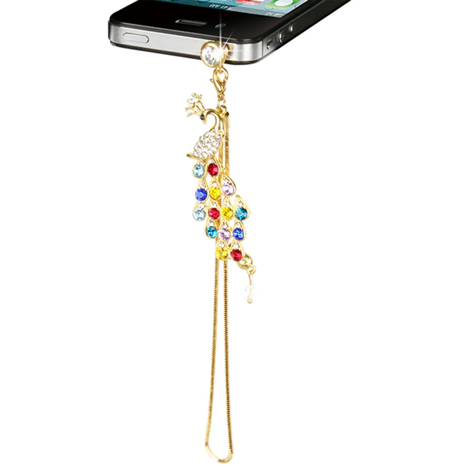 Colorful Crystal Diamond Peacock Dust Cap Pendant
