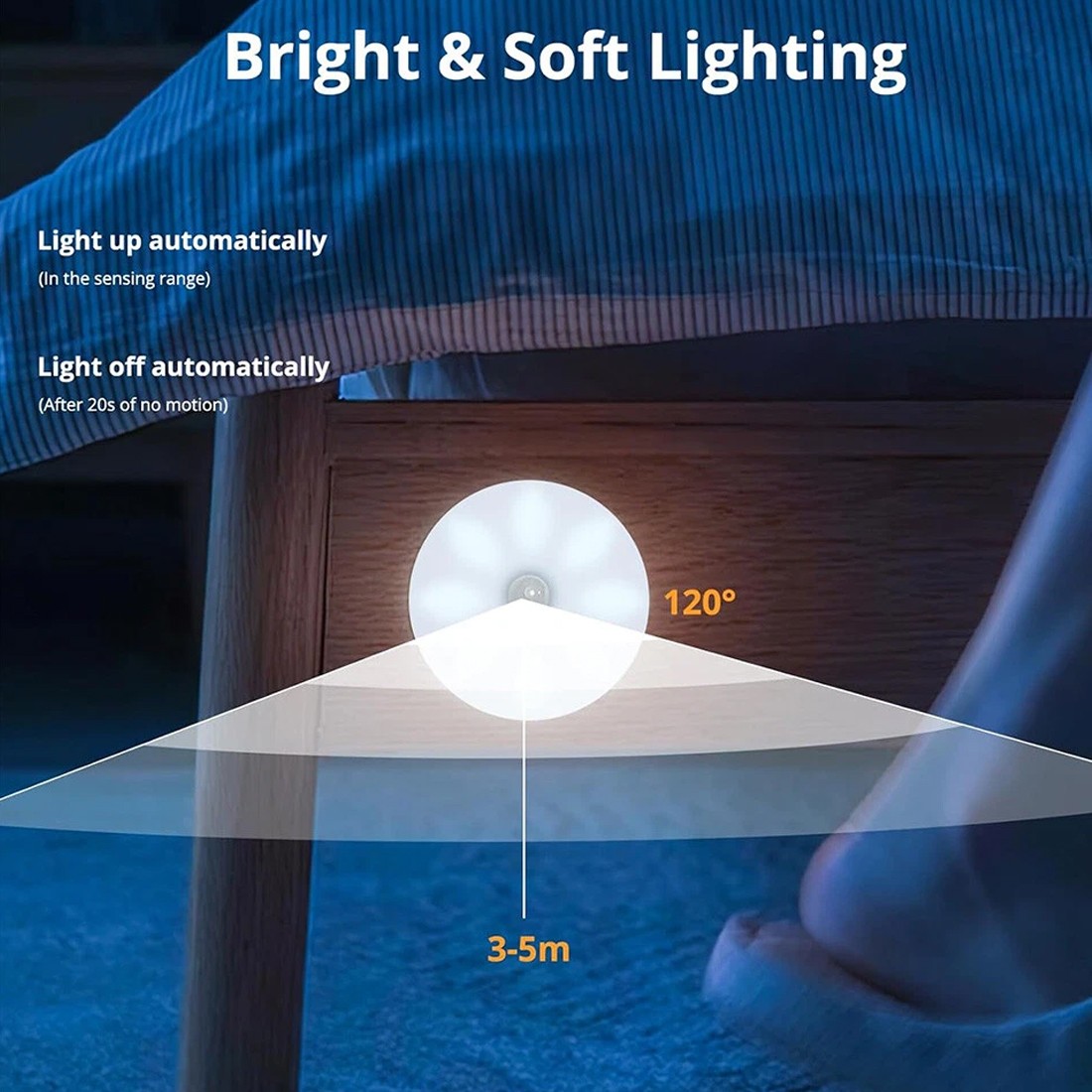 Sensor Light LED Motion PIR USB Rechargeable Portable Cabinet Stair Night Lamp