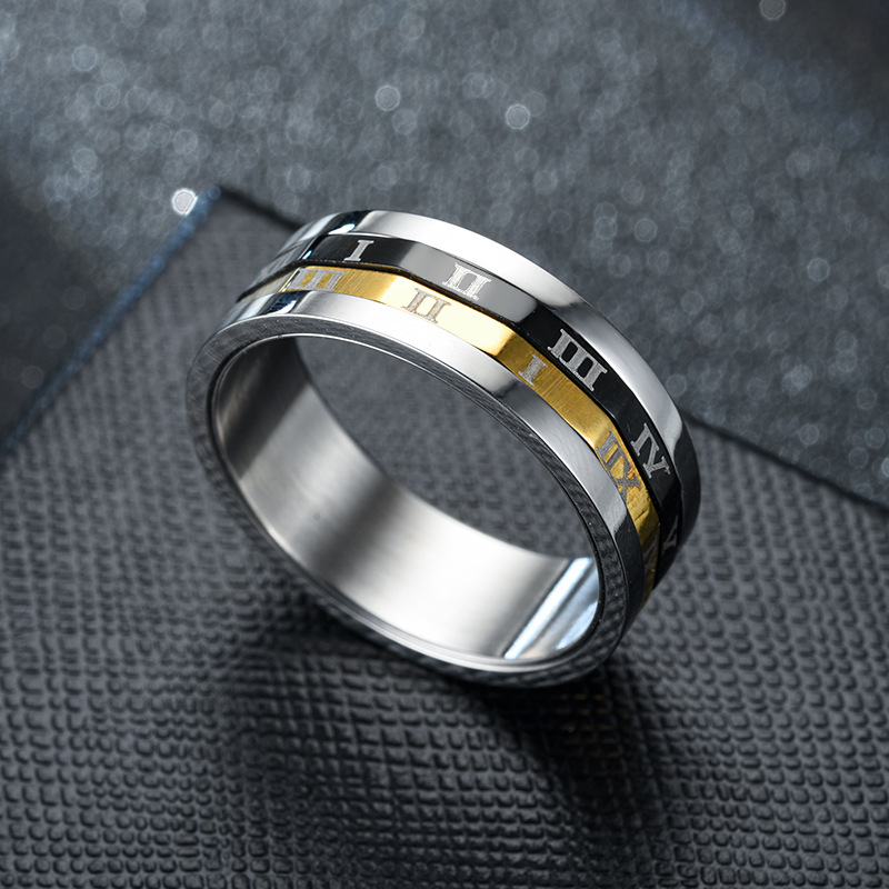 Title 4, Fashion OL Stainless Steel Roman Numeral Ring