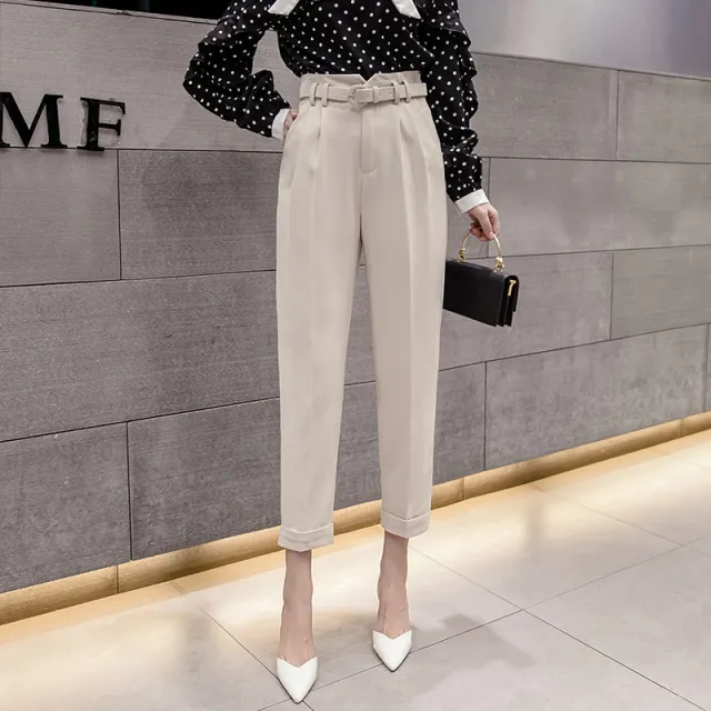 Autumn Female Professional Straight Nine point Suit Pants Apricot - Shop at LoveMi