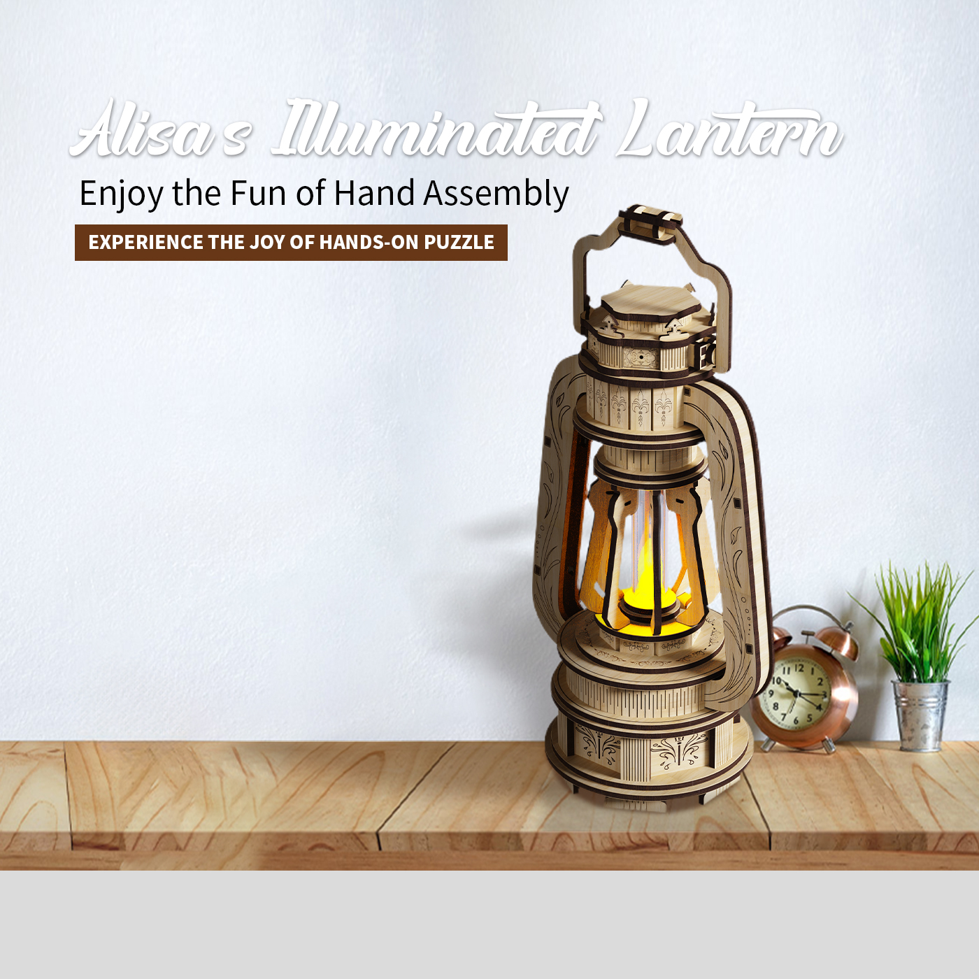 Illuminated 3D Lantern Puzzle Craft Kit – Glowing DIY Wooden Model Assembly Toy for Creative Kids & Adults