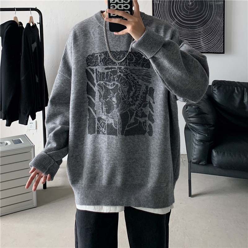 Title 2, Casual All-match Printed Round Neck Sweater for...