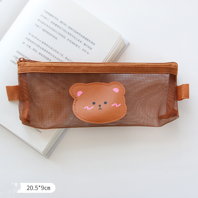 Cute Mesh Pencil Case | Transparent Bear Stationery Bag