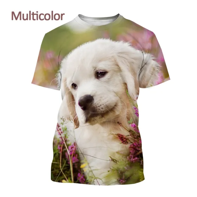 Men's And Women's Casual Golden Retriever 3D Printing T shirt Fashion Short Sleeve Multicolor - Shop at LoveMi
