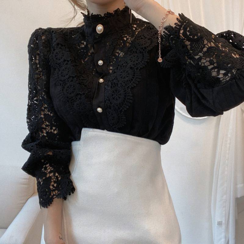 Title 1, Design Palace Style Blouse Lace Stand-up Collar...