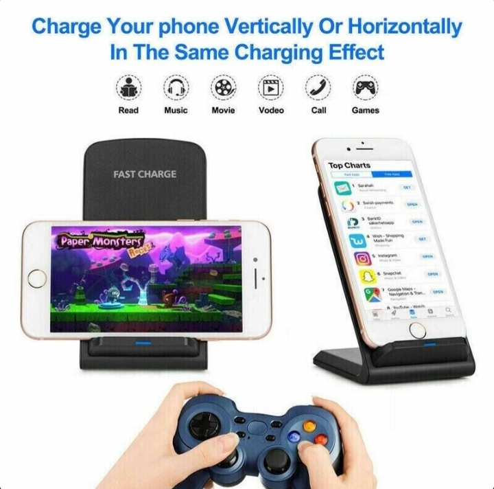 Qi Wireless Fast Charger Charging Pad Stand Dock 3