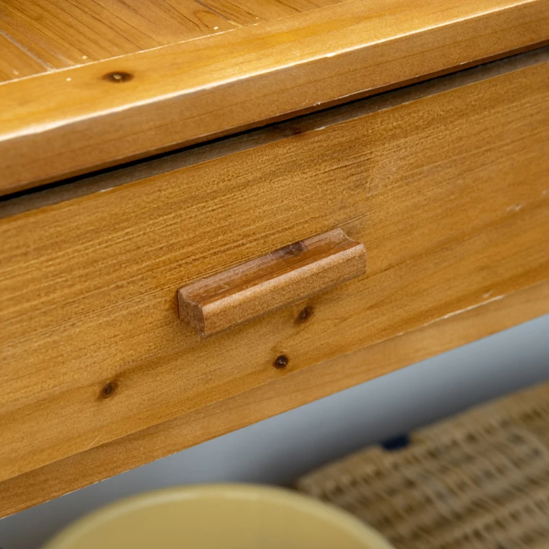 Potting Bench Table, Garden Work Bench, Outdoor Wooden Workstation With Tiers Of Shelves And Drawer For Patio, Courtyards, Balcony, Brown