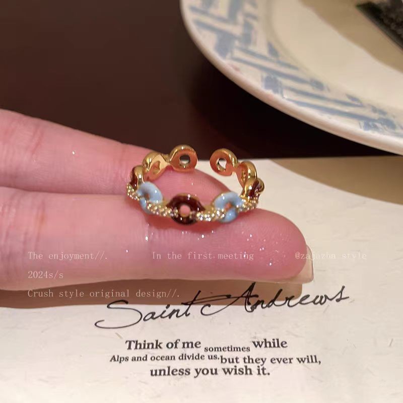 Mocha Brown Serpentine Tiger Eye Alloy Ring For Women, Unique Vintage Design, Luxury Light Luxury Adjustable Index Finger Ring