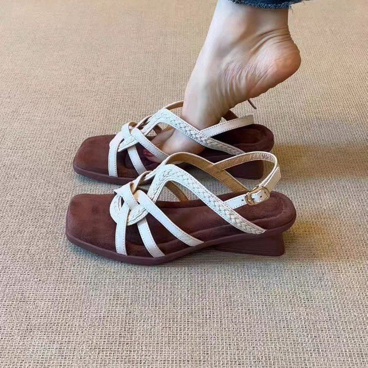 Woven Peep-Toe Sandals