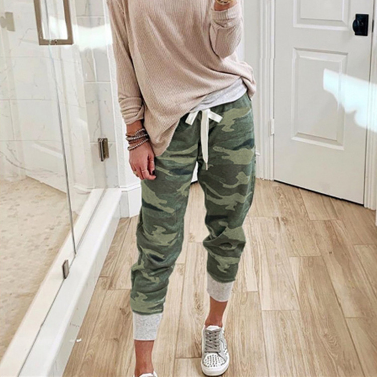 Women's Camo Print Casual Drawstring Jogging Pants Green - Shop at LoveMi