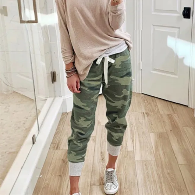 Women's Camo Print Casual Drawstring Jogging Pants Army Green - Shop at LoveMi