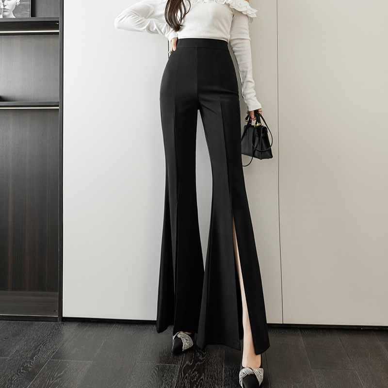 Title 2, High-waisted Slim Drooping Split Flared Pants