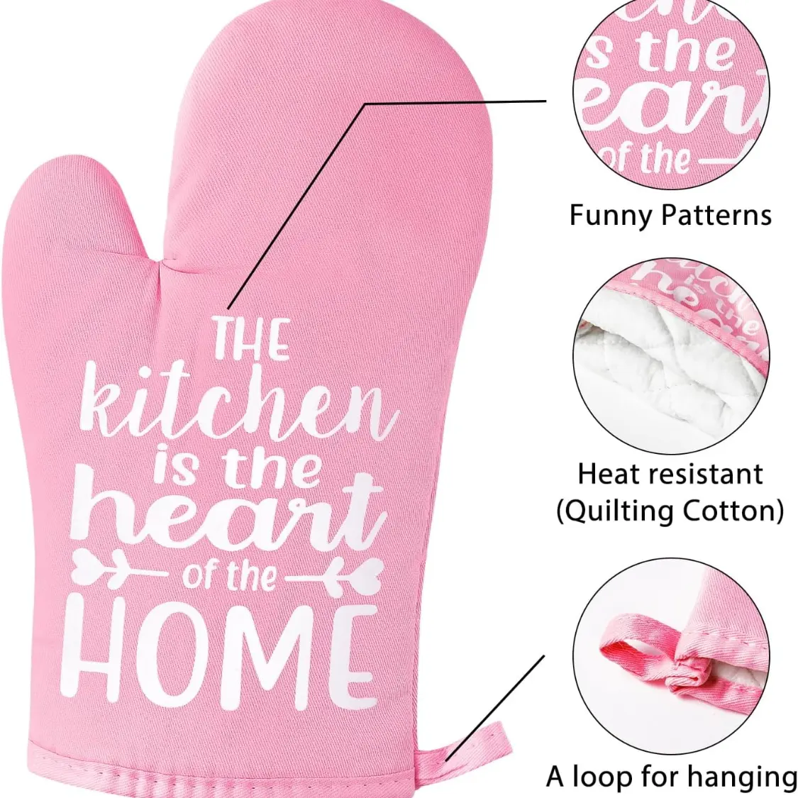6 Pack Pink Funny Oven Mitts