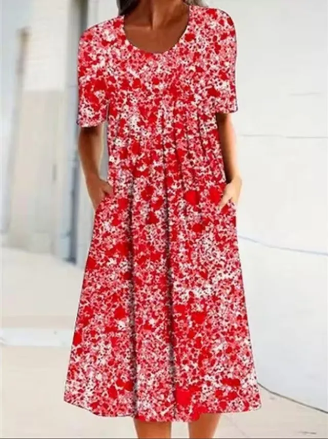 Women's Round Neck Pocket Long Dress Element1 - Shop at LoveMi