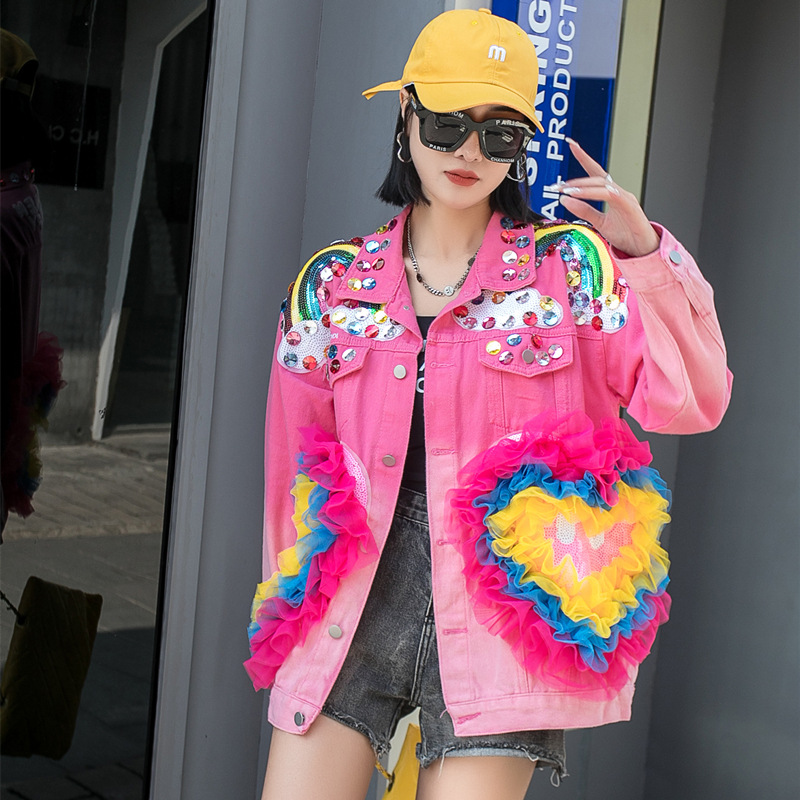 Women's Fashion Tie-dye Denim Coat