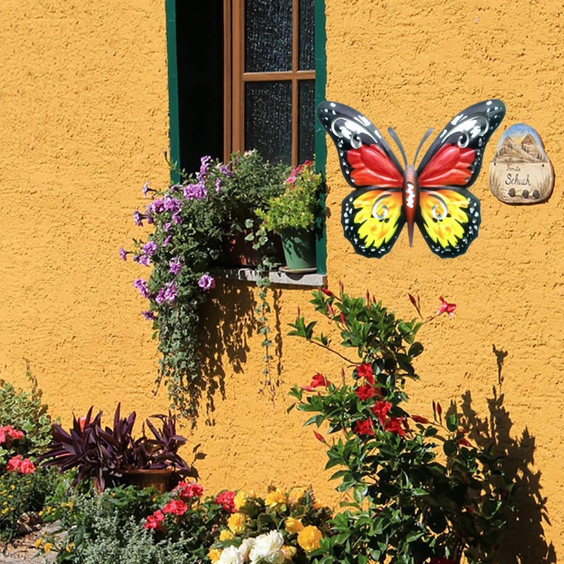 4PCS Large Metal Butterfly Garden Fence Home Wall Art