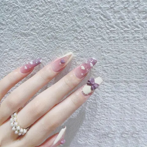 Wear Nail Milk Flavor Taro Purple Gradient Nebula Flower