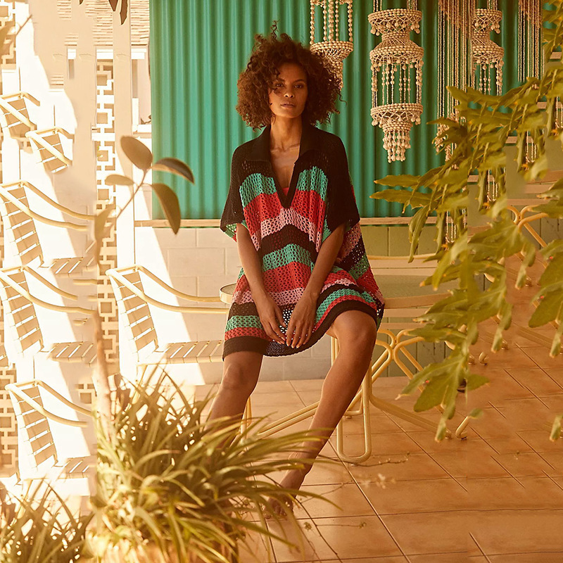 Women's Irregular Contrast V-Neck Half Sleeve Sun Shirt