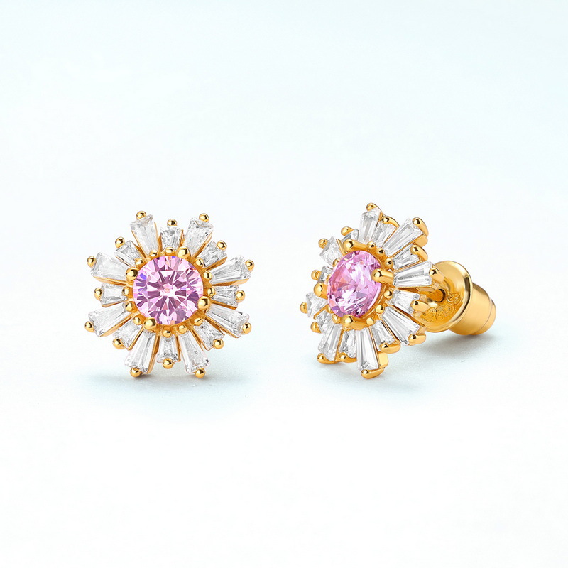 Title 3, Pendientes de girasol con diamantes completos p...