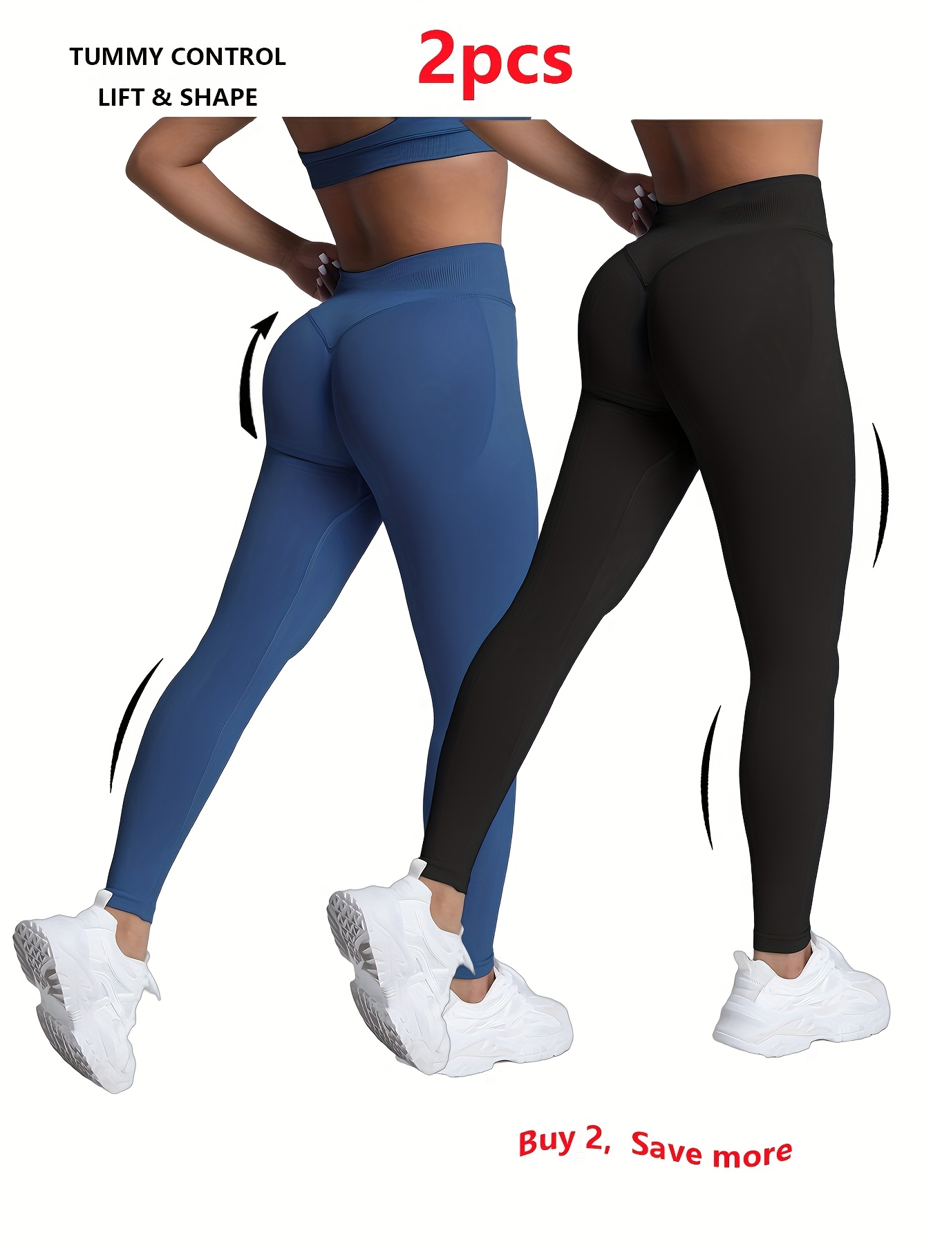 2-Pack Women's High-Waist Yoga Leggings - Naked Feel, Squat-Proof For Running