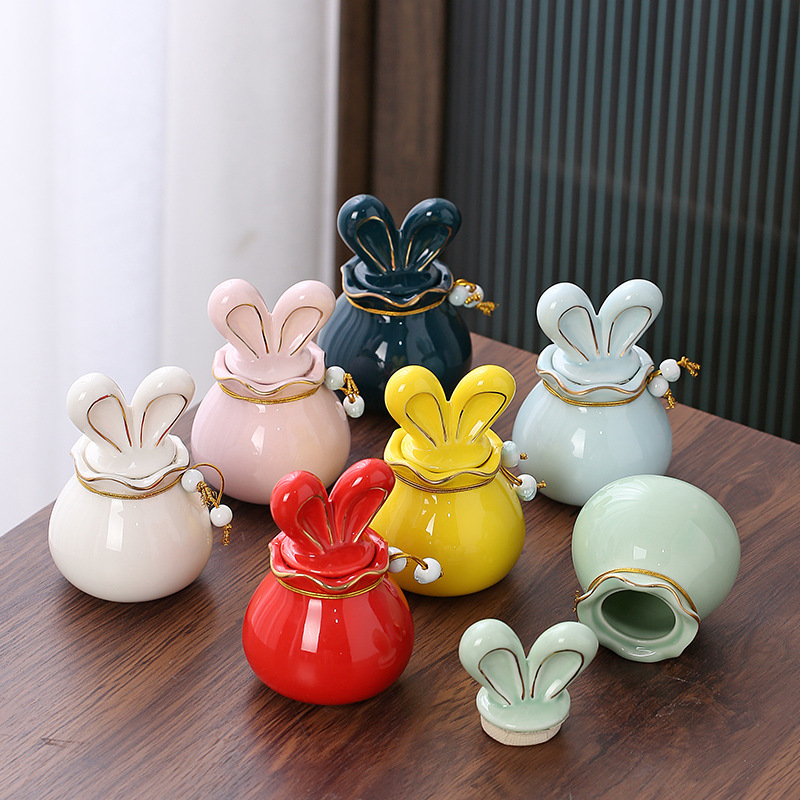 Title 2, Tea Jar Sealed Ceramic Bunny Storage Tank