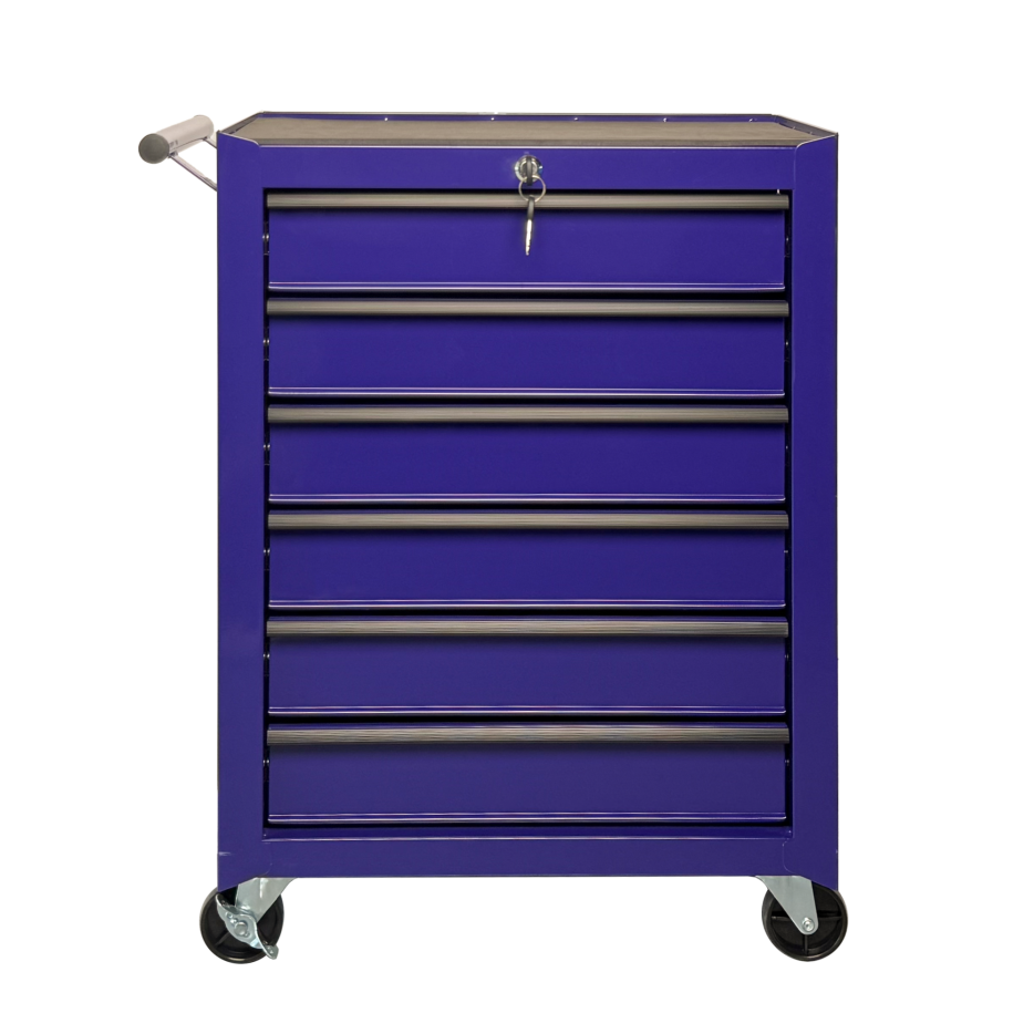 Rolling Metal Tool Chest With 6 Drawers, 20inch 6-Drawer Tool Chest Cabinet With Ball Bearing Drawer Slides, Steel Tool Storage Box Organizer -PURPLE