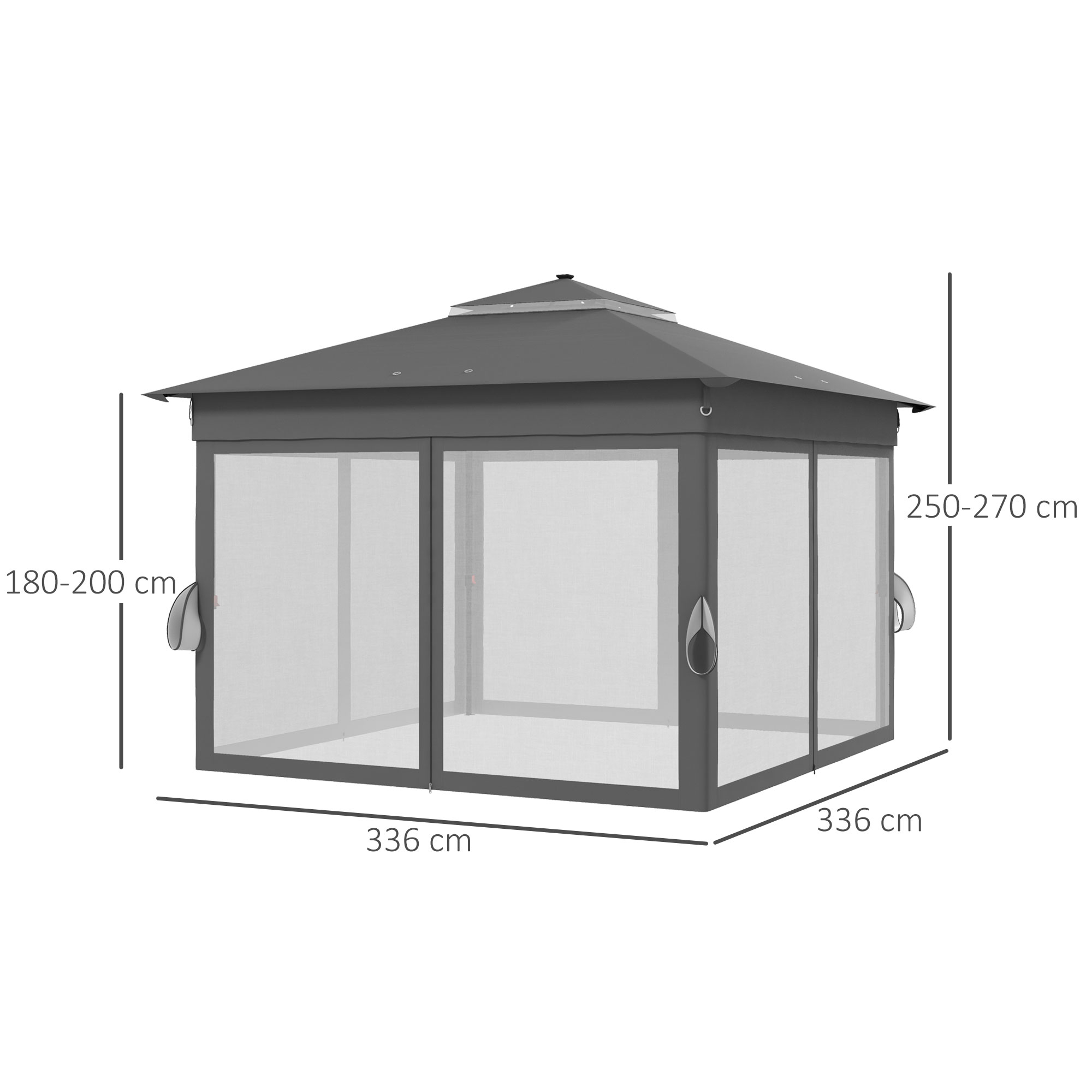 3.36 X 3.36m P Op Up Gazebo Party Tent With Solar-Powered LED Lights — image 3