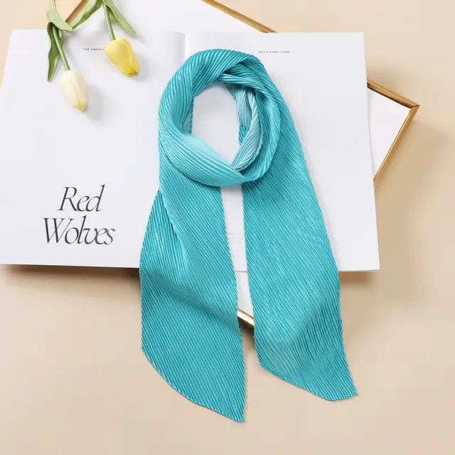 Color Blocking Small Ribbon Scarf Women's Pleated Hair Band Yz1015 10X130Cm - Shop at LoveMi