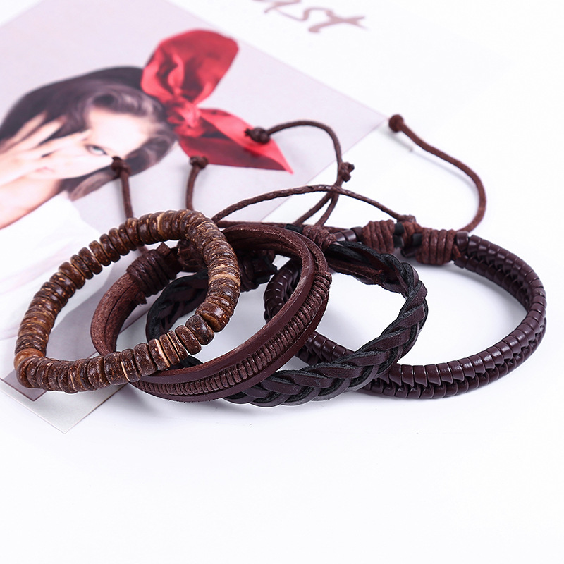 New European And American Retro Woven Multi-layer Cowhide Bracelet