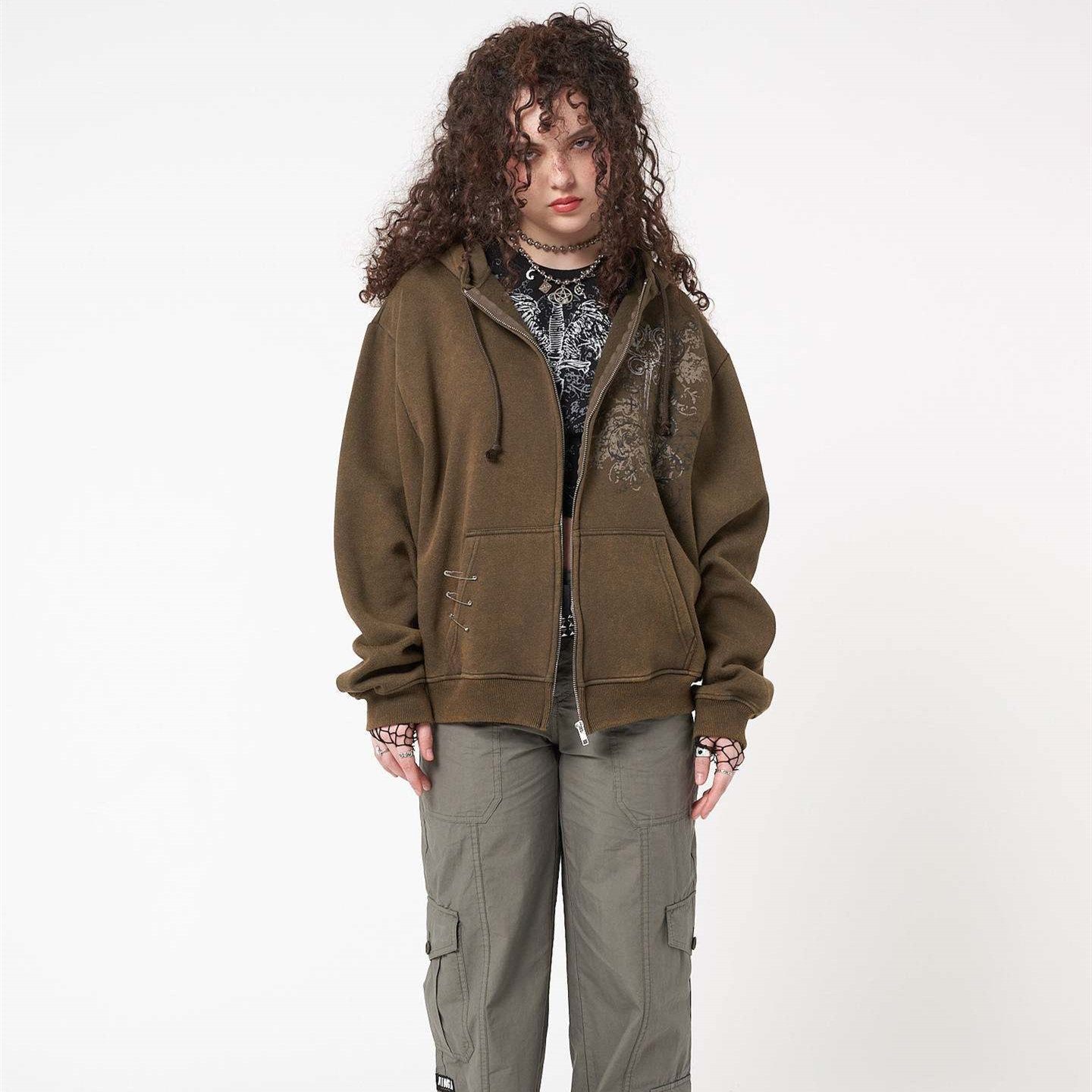 Women's Fashion Casual Offset Printed Pattern Fleece Sweatshirt