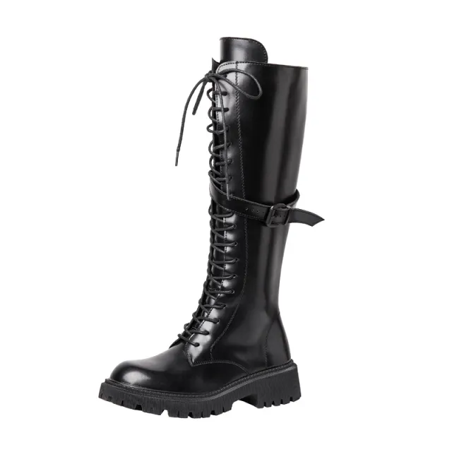 Thick bottom motorcycle strap leather Martin boots Ankle Boots 37 - Shop at LoveMi