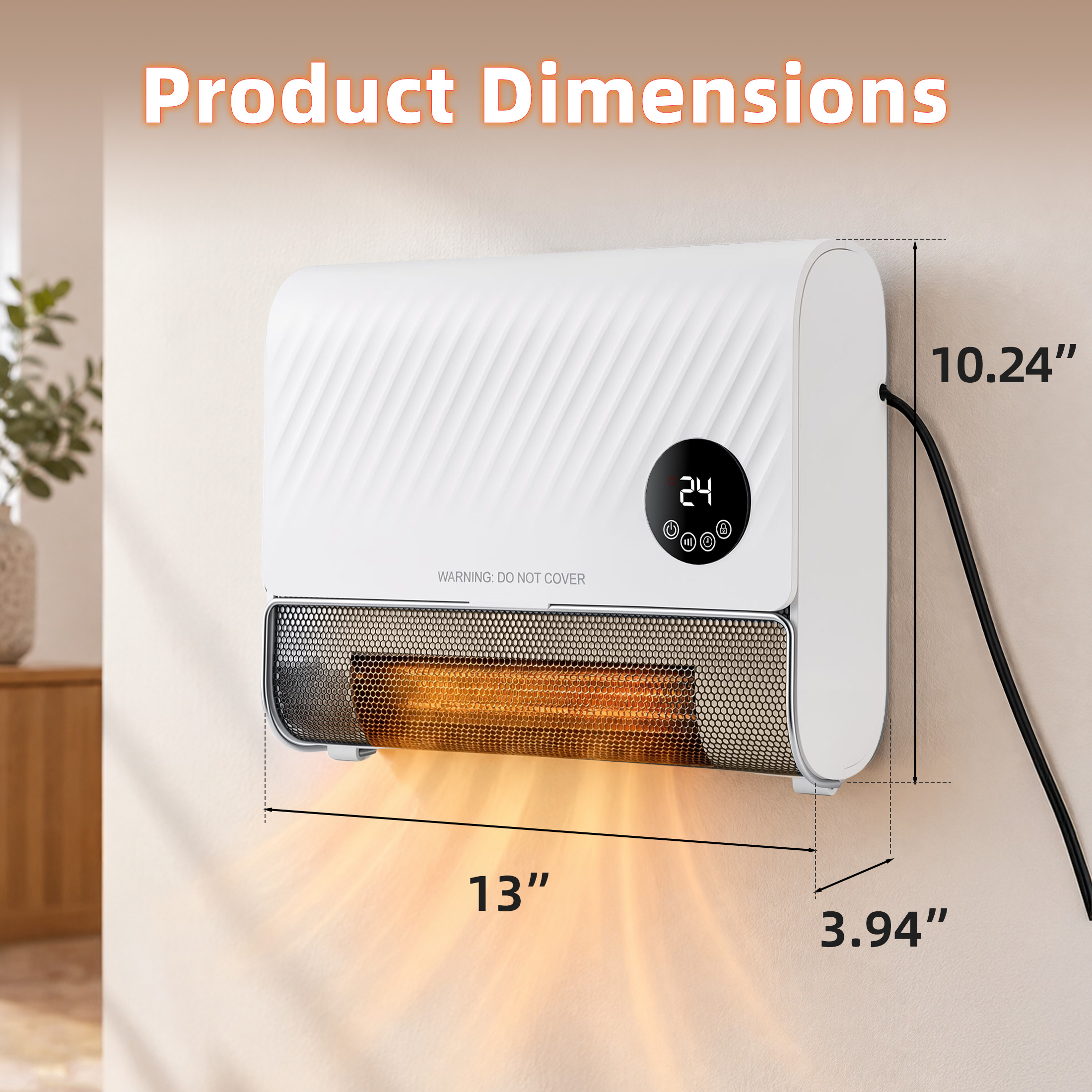 Smart Wall Heater, 1500W Fast Heating Electric Space Heater For Indoor Use, Wall Mounted Panel Heater With Remote, 3 Fan Speeds image 10