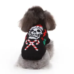 Winter Warm Dog Christmas Coat Skull Sweater - Myd101 Black - View 1