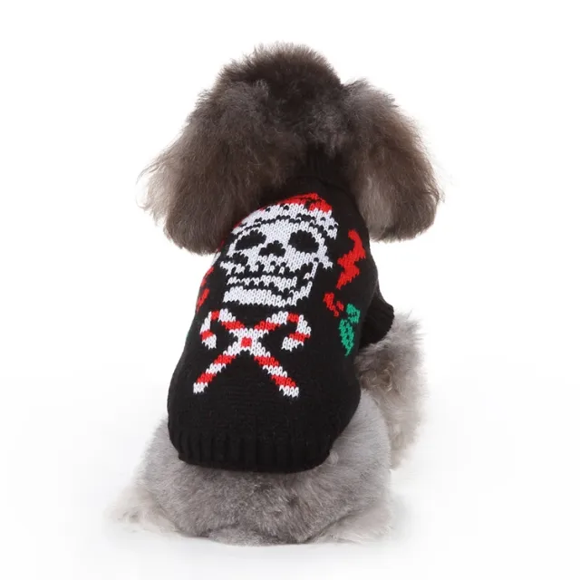 Winter Warm Dog Christmas Coat Skull Sweater Myd101 Black - Shop at LoveMi