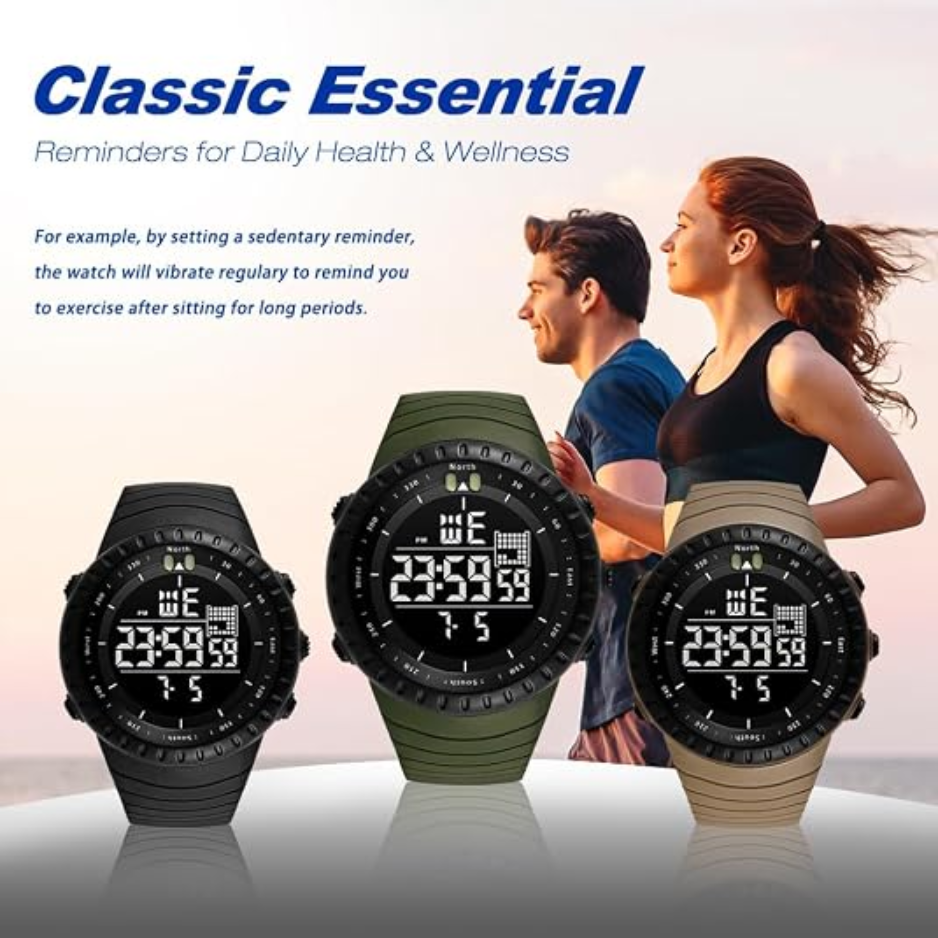 Men's Military Digital Sports Watch, Waterproof LED Watch With Alarm & Stopwatch 3