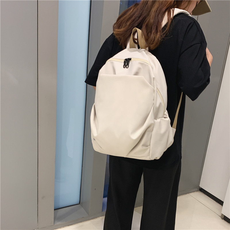 Korean Version Of Harajuku Ulzzang Simple Retro Backpack Canvas White - Shop at LoveMi