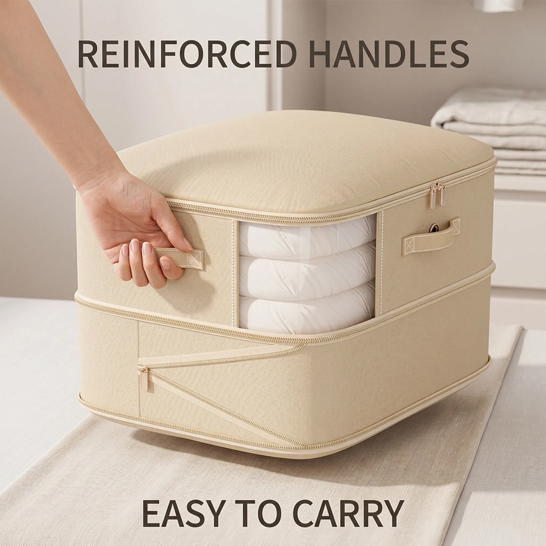 4x Clothes Storage Bags With Zips Bedroom Large Collapsible Box Bedding — image 6