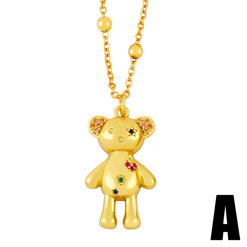 Cute Bear Necklace Niche Design Sense Light Luxury Ins Tide Clavicle Chain With Jewelry Nkw71