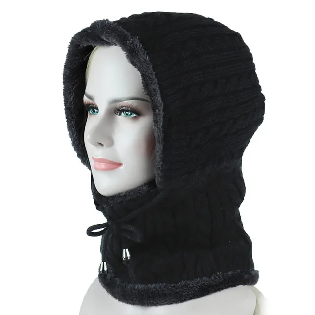 Women's Plus Velvet Knitted One piece Woolen Hat Black - Shop at LoveMi