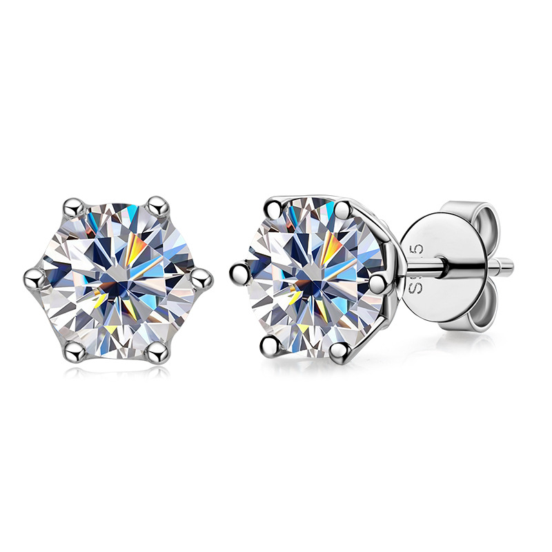 Six Prong Single Drill Zircon Stud