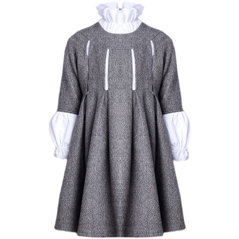 Girls Grey Grey-floral Dress Vintage Design 3-7Y Fairy Tail Dresses — image 2