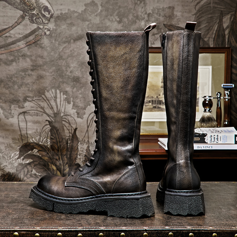 Title 8, Botas Martin de Couro Vintage Masculinas Estilo...