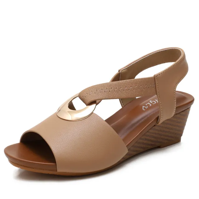 Women's Comfortable And Fashionable All match Wedge Platform Sandals Apricot - Shop at LoveMi